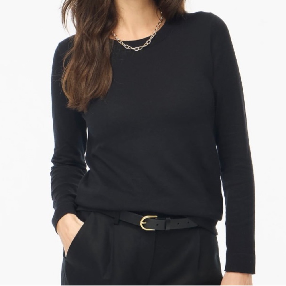 J. Crew Factory Black Crewneck Long Sleeve Wool Blend Sweater